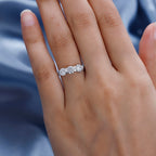 Moissanite 3 Stone Ring in Platinum Overlay Sterling Silver 1.28 Ct.
