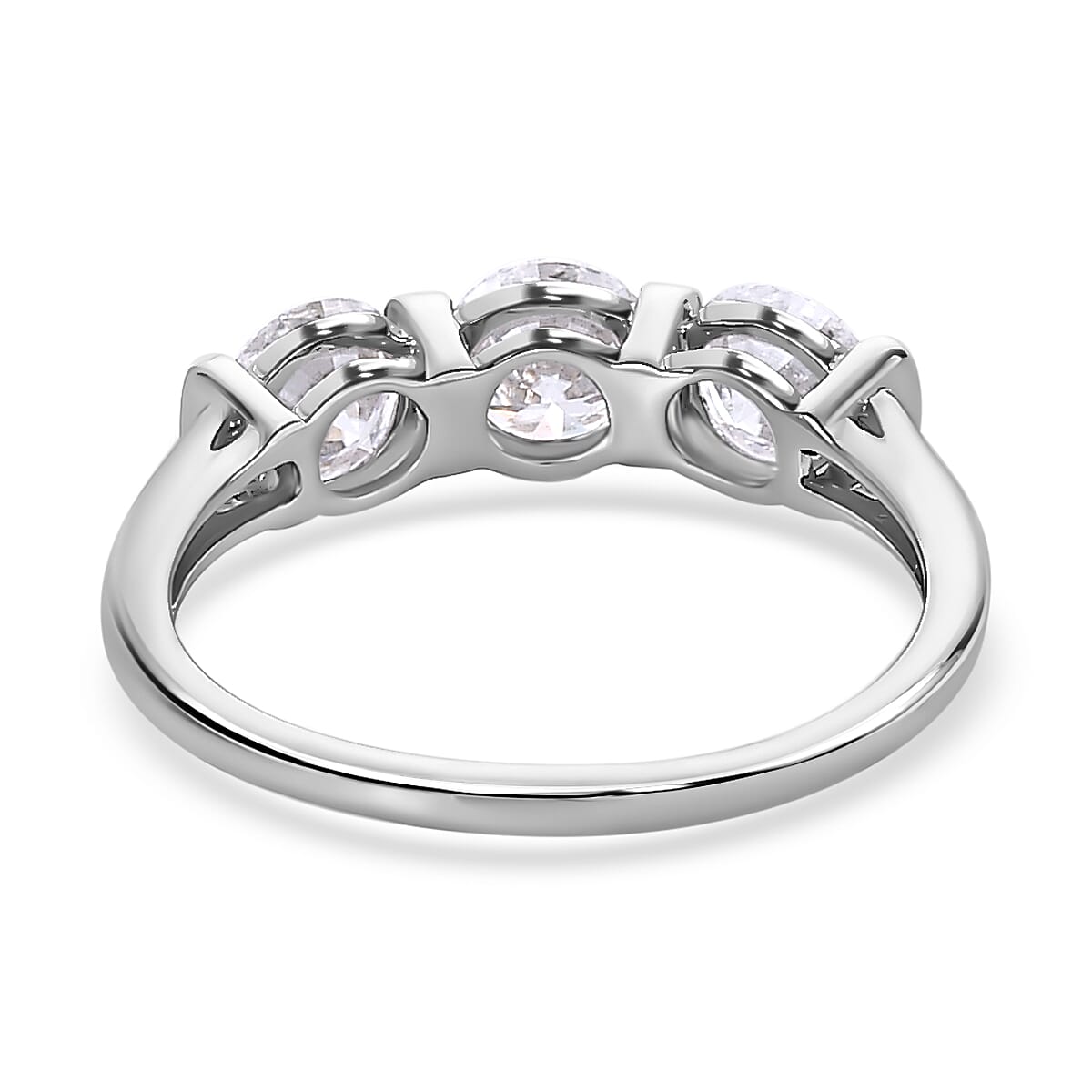 Moissanite 3 Stone Ring in Platinum Overlay Sterling Silver 1.28 Ct. 7533374 4