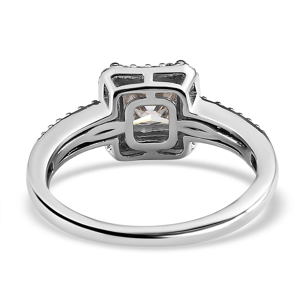 Moissanite Ring in Platinum Overlay Sterling Silver 1.58 Ct.