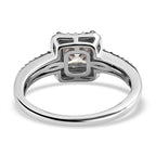 Moissanite Ring in Platinum Overlay Sterling Silver 1.58 Ct.