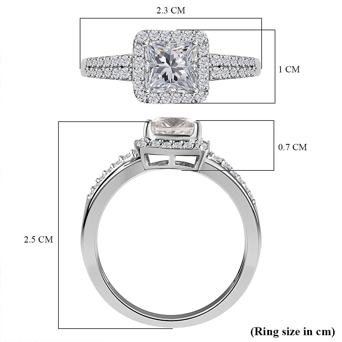 Moissanite Ring in Platinum Overlay Sterling Silver 1.58 Ct. 7370978 10