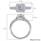 Moissanite Ring in Platinum Overlay Sterling Silver 1.58 Ct.