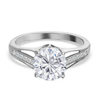 Moissanite Ring in Platinum Overlay Sterling Silver 1.98 Ct.
