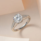 Moissanite Ring in Platinum Overlay Sterling Silver 1.98 Ct.