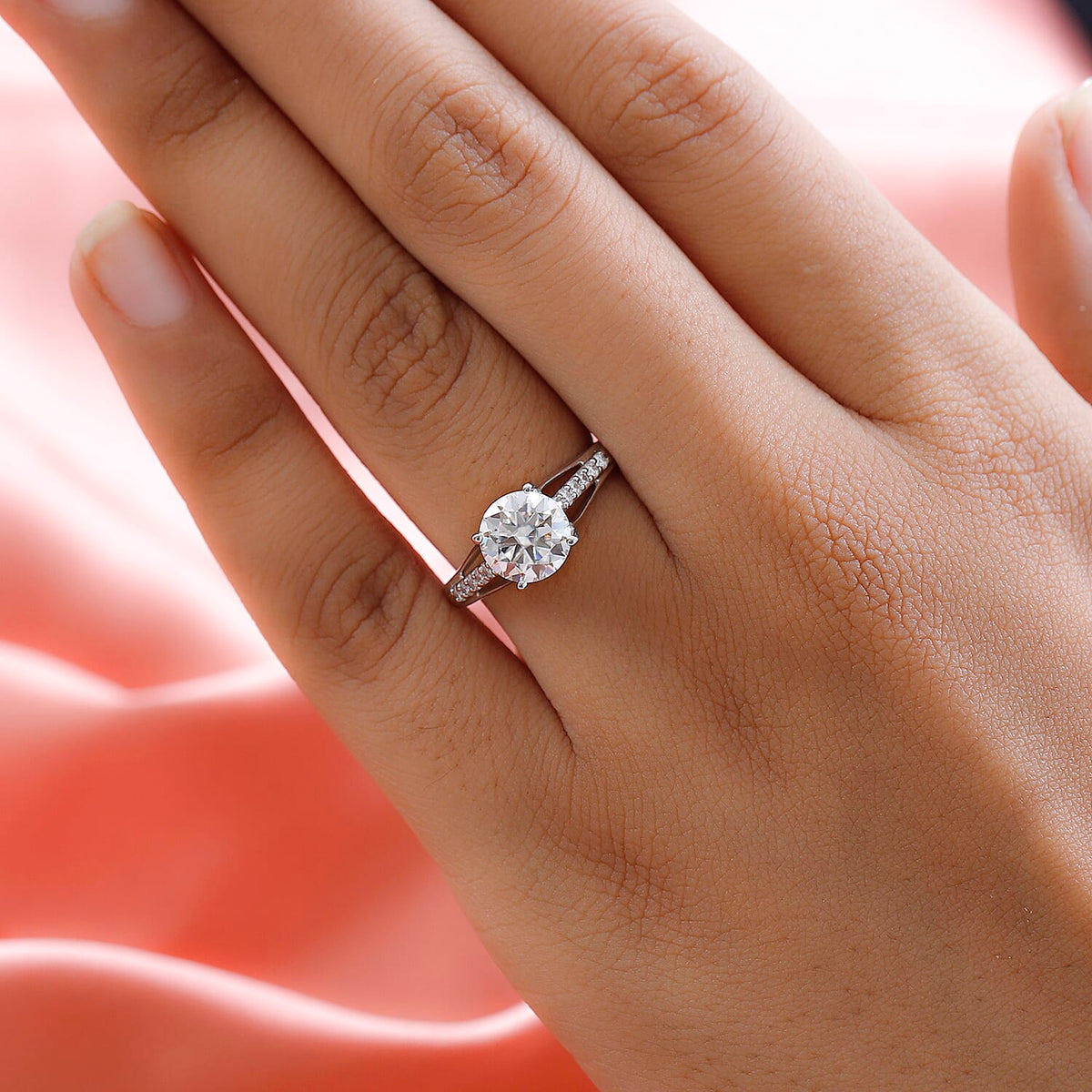 Moissanite Ring in Platinum Overlay Sterling Silver 1.98 Ct. 7485072 2