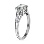 Moissanite Ring in Platinum Overlay Sterling Silver 1.98 Ct.