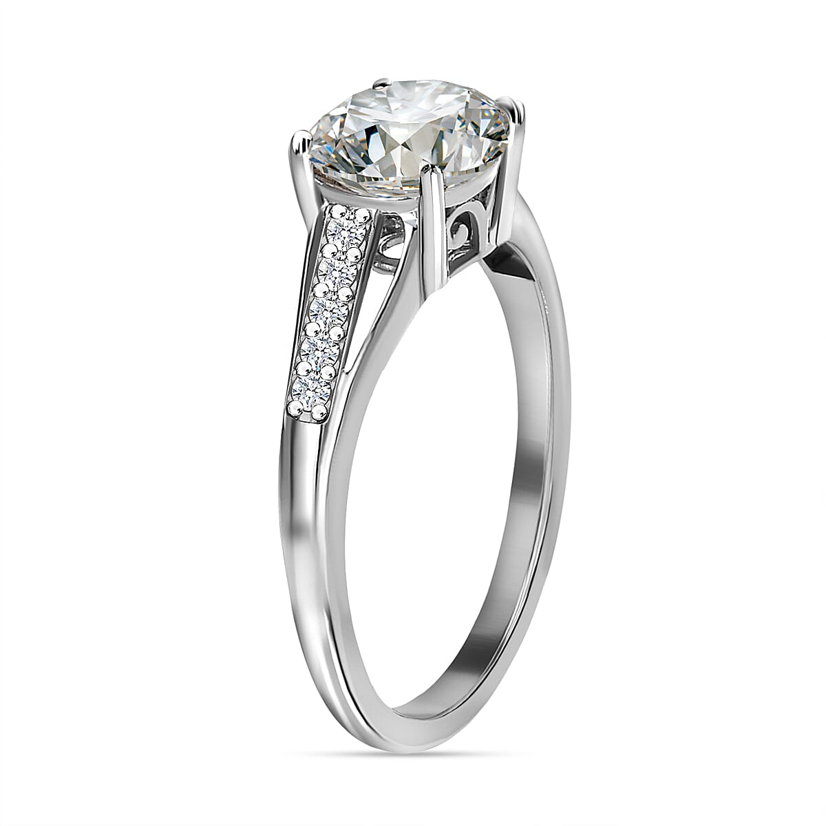 Moissanite Ring in Platinum Overlay Sterling Silver 1.98 Ct. 7485072 3