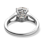 Moissanite Ring in Platinum Overlay Sterling Silver 1.98 Ct.