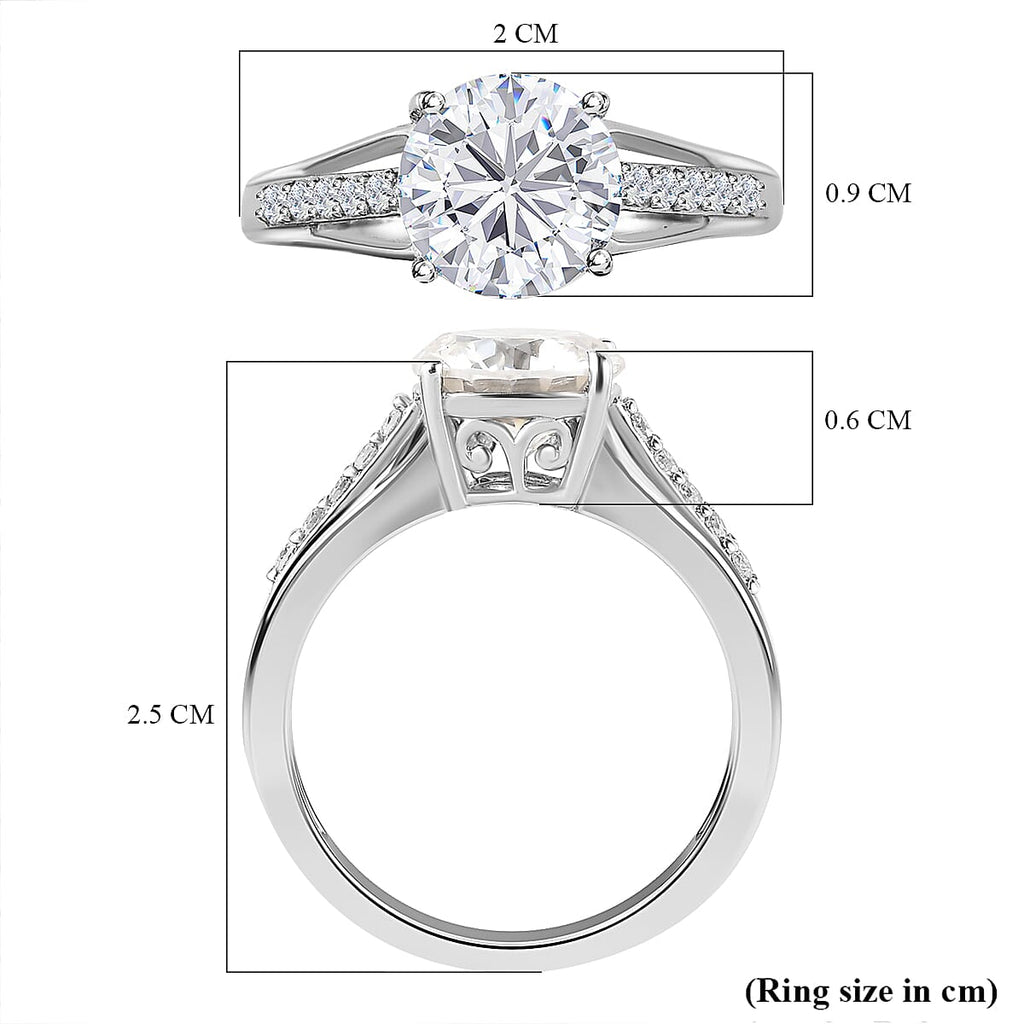 Moissanite Ring in Platinum Overlay Sterling Silver 1.98 Ct.
