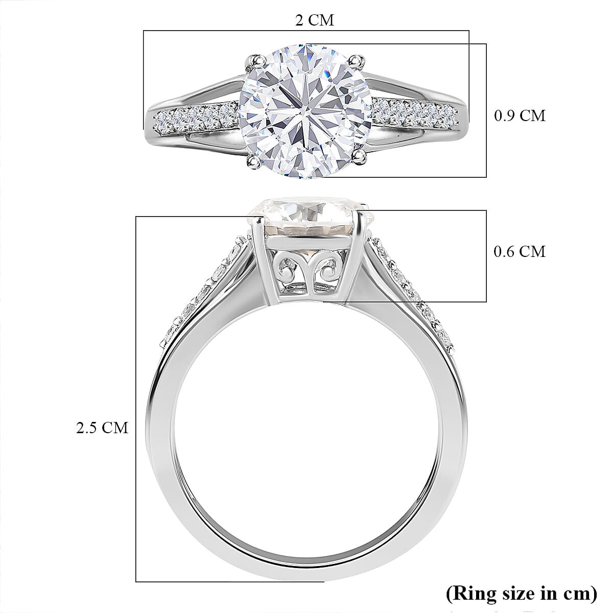 Moissanite Ring in Platinum Overlay Sterling Silver 1.98 Ct. 7485072 5