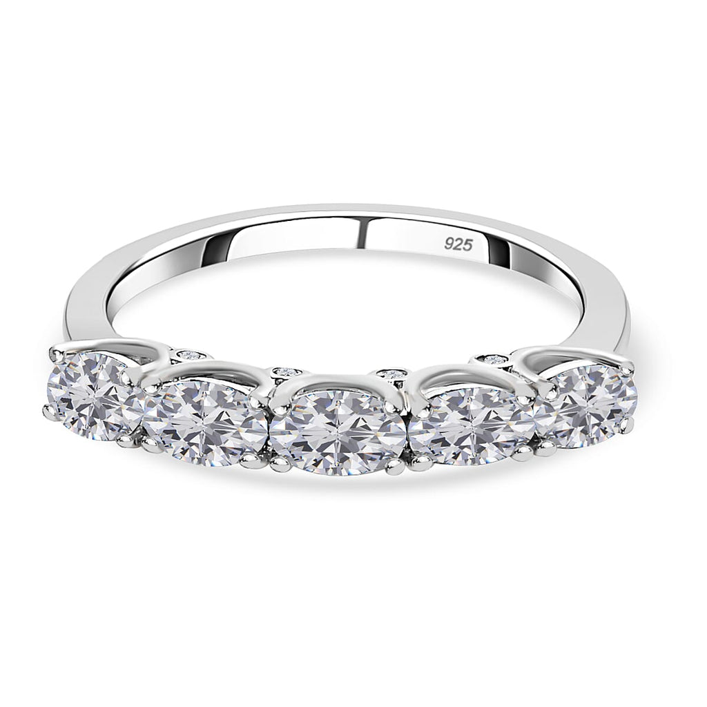 Moissanite Ring in Platinum Overlay Sterling Silver 1.240 Ct.