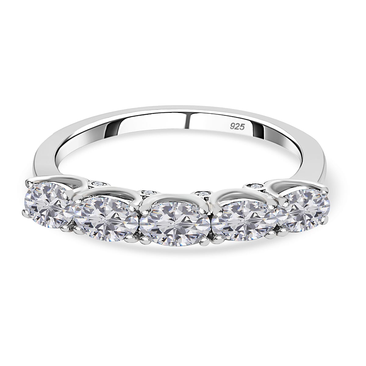 Moissanite Ring in Platinum Overlay Sterling Silver 1.240 Ct. 7317945 2