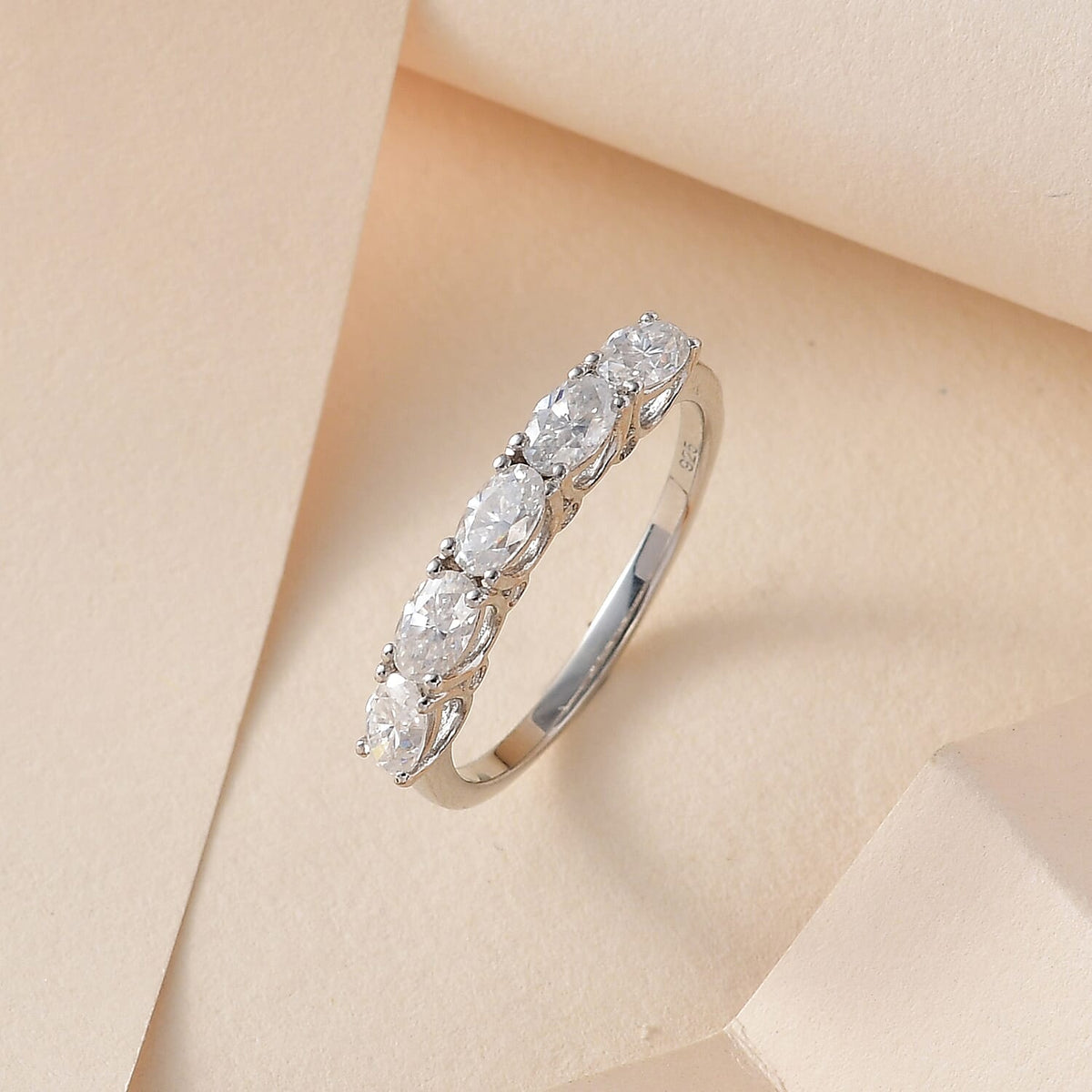 Moissanite Ring in Platinum Overlay Sterling Silver 1.240 Ct. 7317945 4
