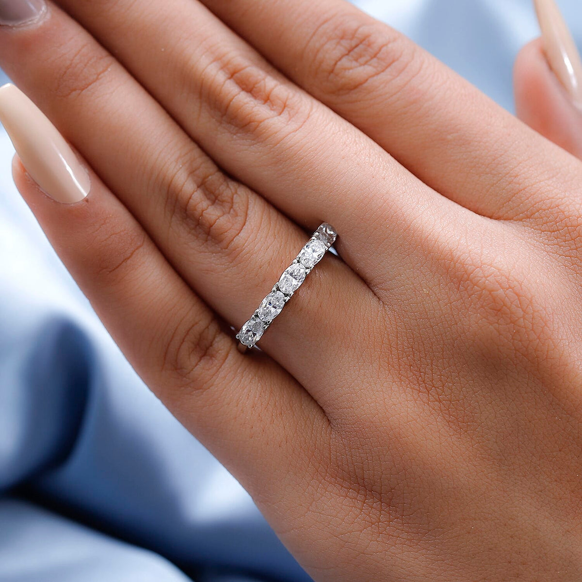 Moissanite Ring in Platinum Overlay Sterling Silver 1.240 Ct. 7317945 6