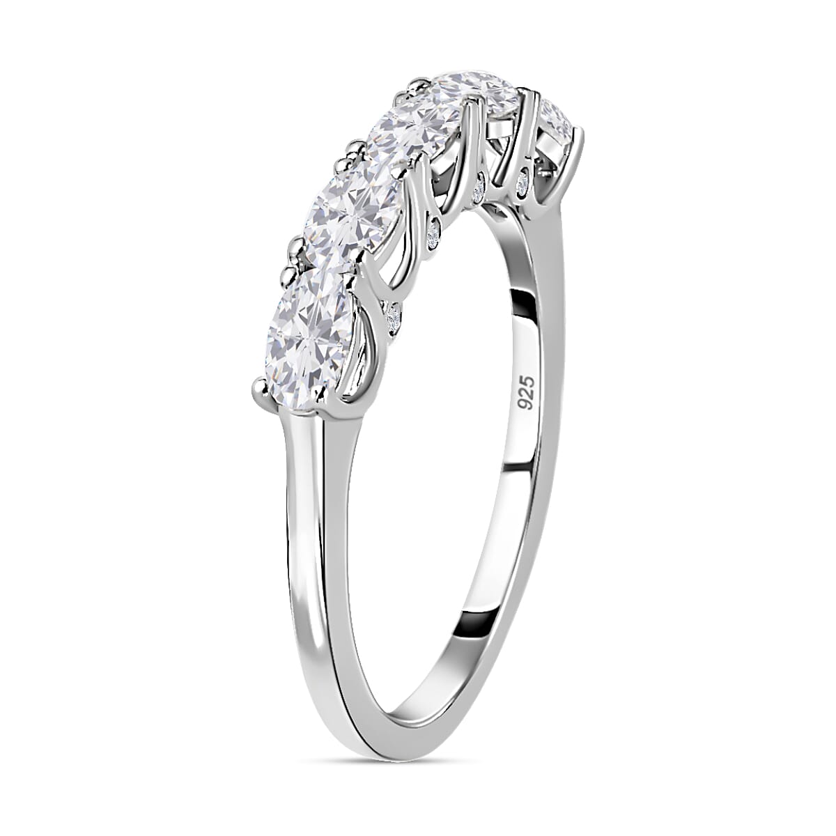 Moissanite Ring in Platinum Overlay Sterling Silver 1.240 Ct. 7317945 8