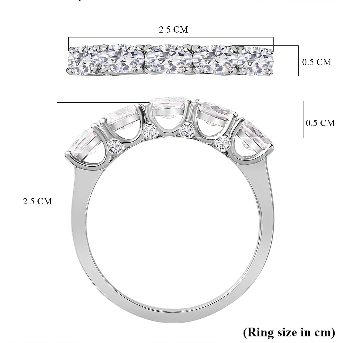 Moissanite Ring in Platinum Overlay Sterling Silver 1.240 Ct. 7317945 12