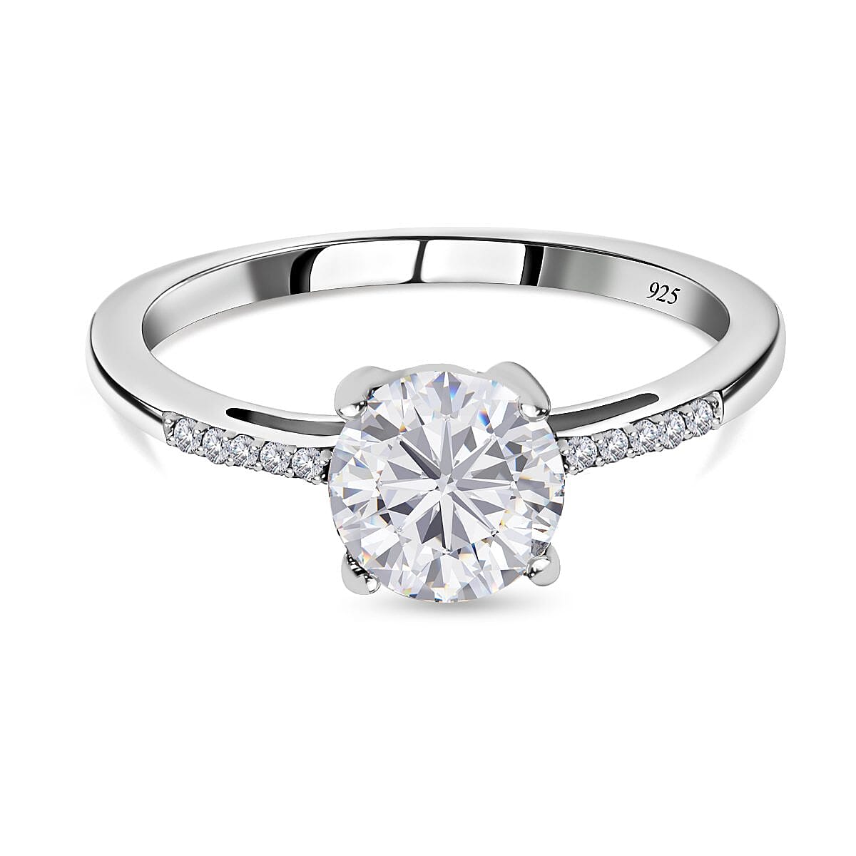 Moissanite Ring in Platinum Overlay Sterling Silver 1.30 Ct. 7368424 6