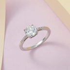 Moissanite Ring in Platinum Overlay Sterling Silver 1.30 Ct.