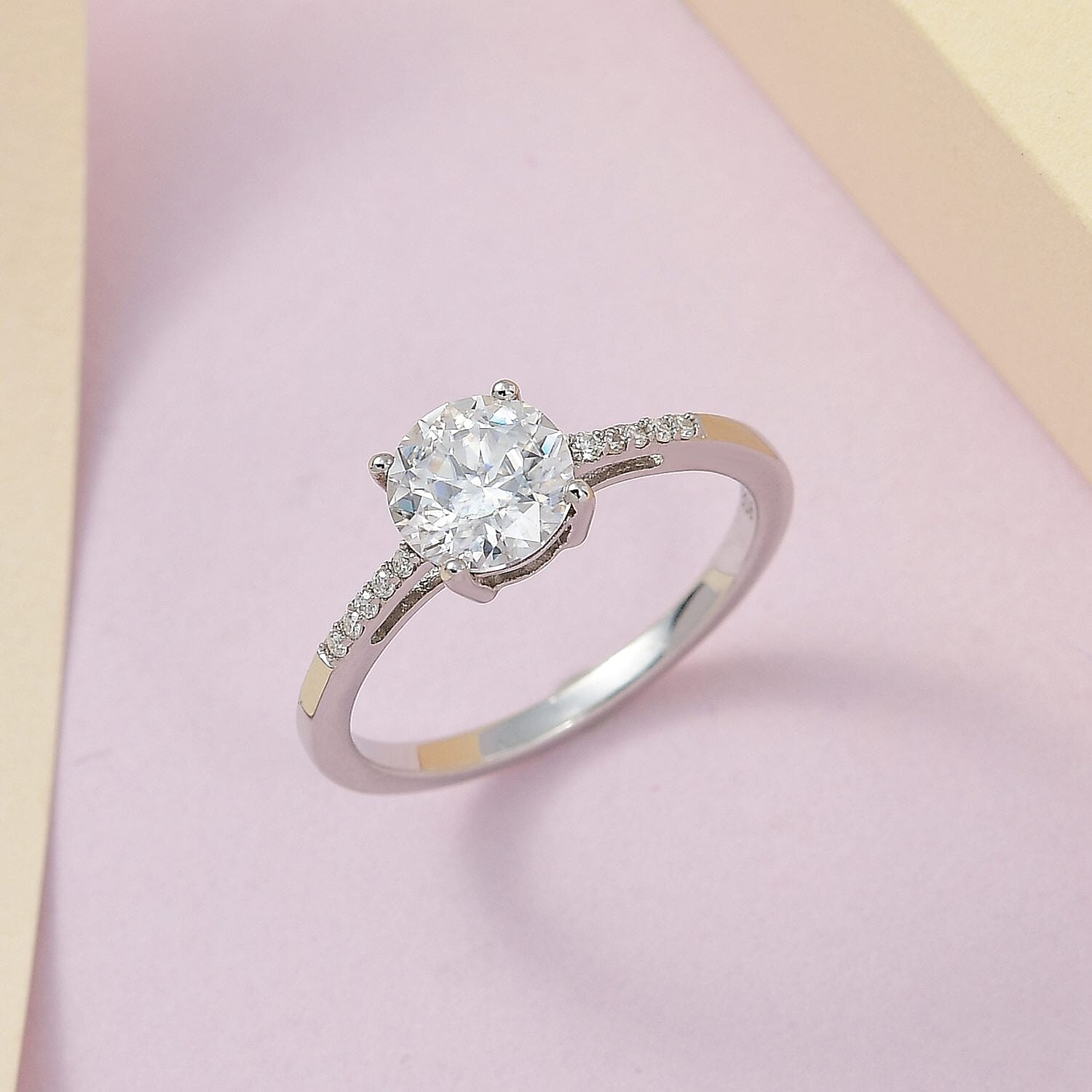 Moissanite Ring in Platinum Overlay Sterling Silver 1.30 Ct. 7368424 7