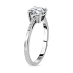 Moissanite Ring in Platinum Overlay Sterling Silver 1.30 Ct.