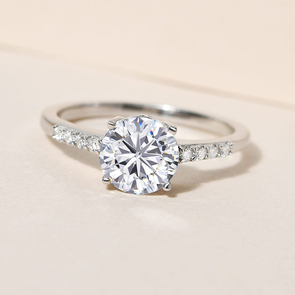Moissanite Ring in Platinum Overlay Sterling Silver 1.31 Ct.