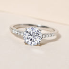 Moissanite Ring in Platinum Overlay Sterling Silver 1.31 Ct.