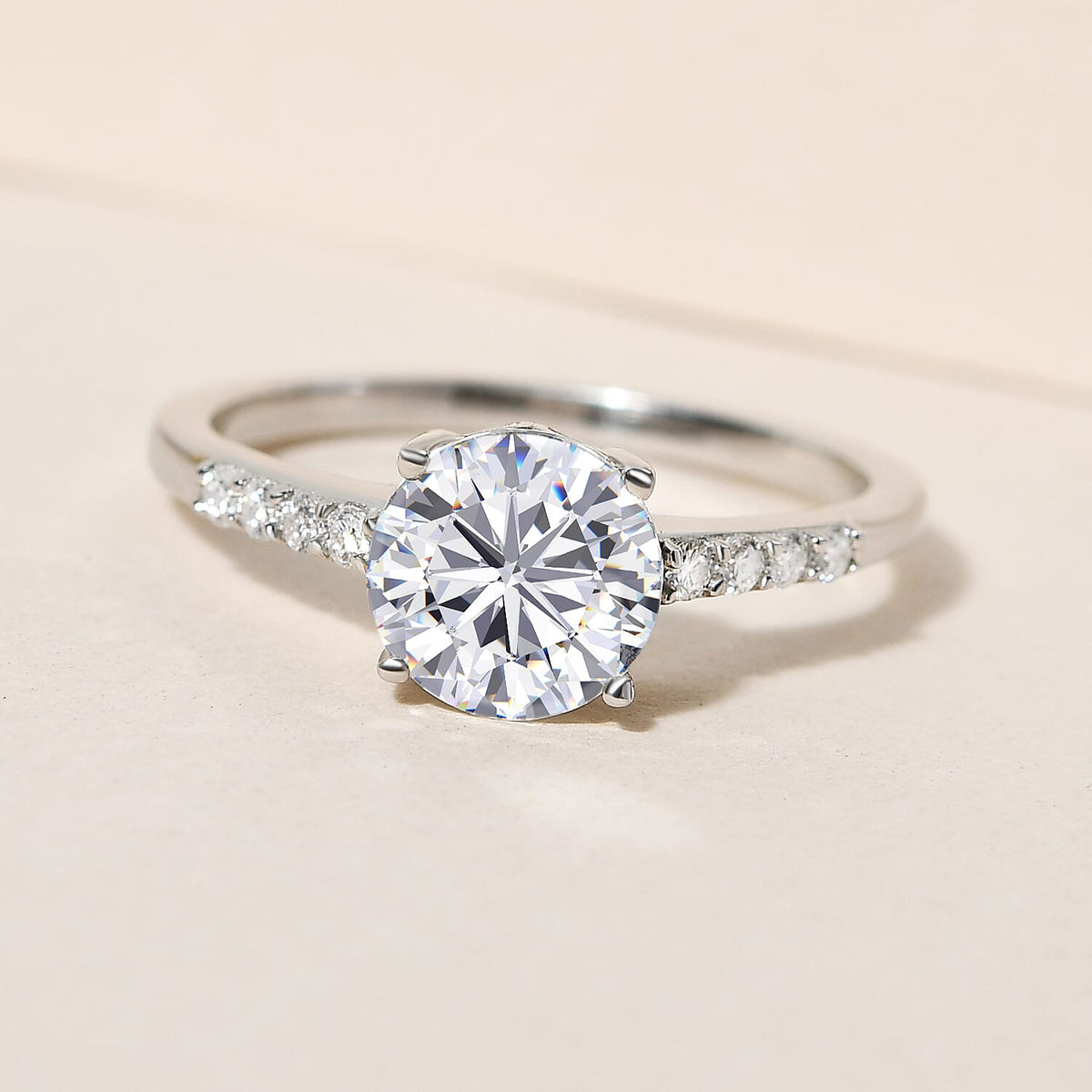 Moissanite Ring in Platinum Overlay Sterling Silver 1.31 Ct. 8846951 2