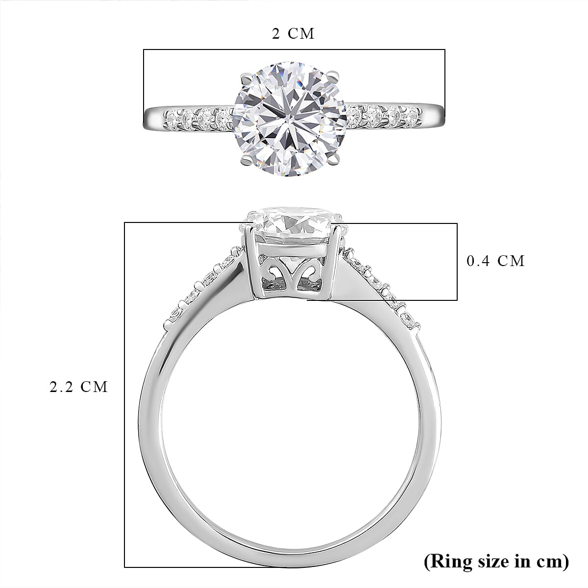 Moissanite Ring in Platinum Overlay Sterling Silver 1.31 Ct. 8846951 6