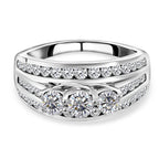 Moissanite Ring in Platinum Overlay Sterling Silver 1.41 Ct