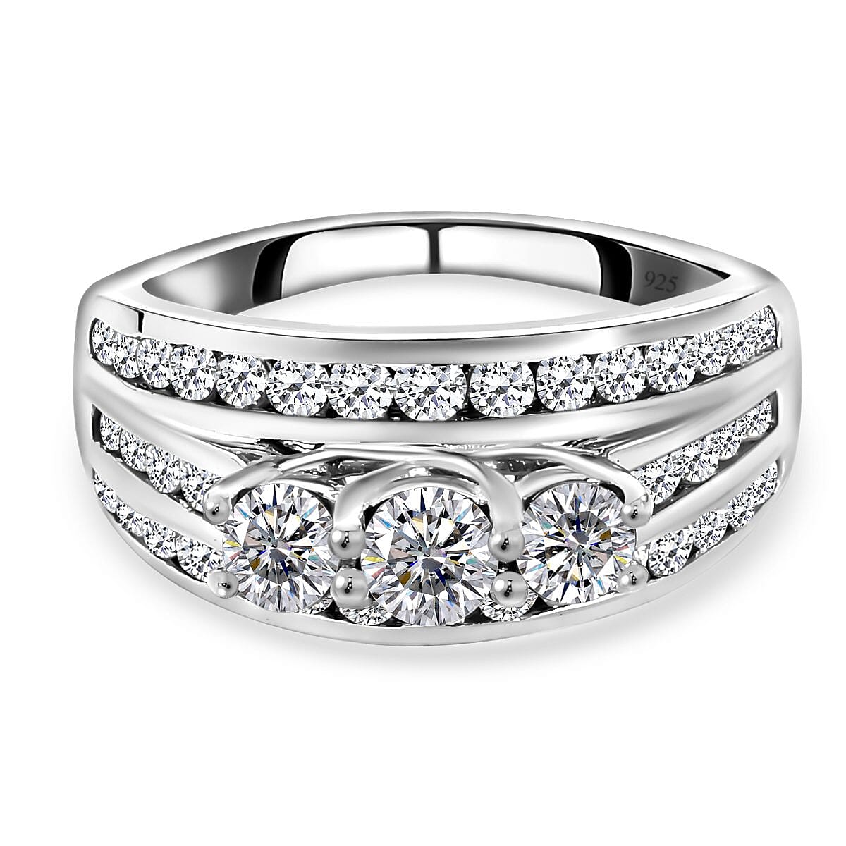 Moissanite Ring in Platinum Overlay Sterling Silver 1.41 Ct 7387972 6
