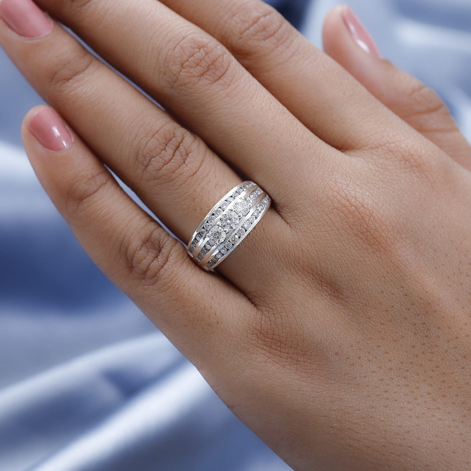 Moissanite Ring in Platinum Overlay Sterling Silver 1.41 Ct 7387972 8