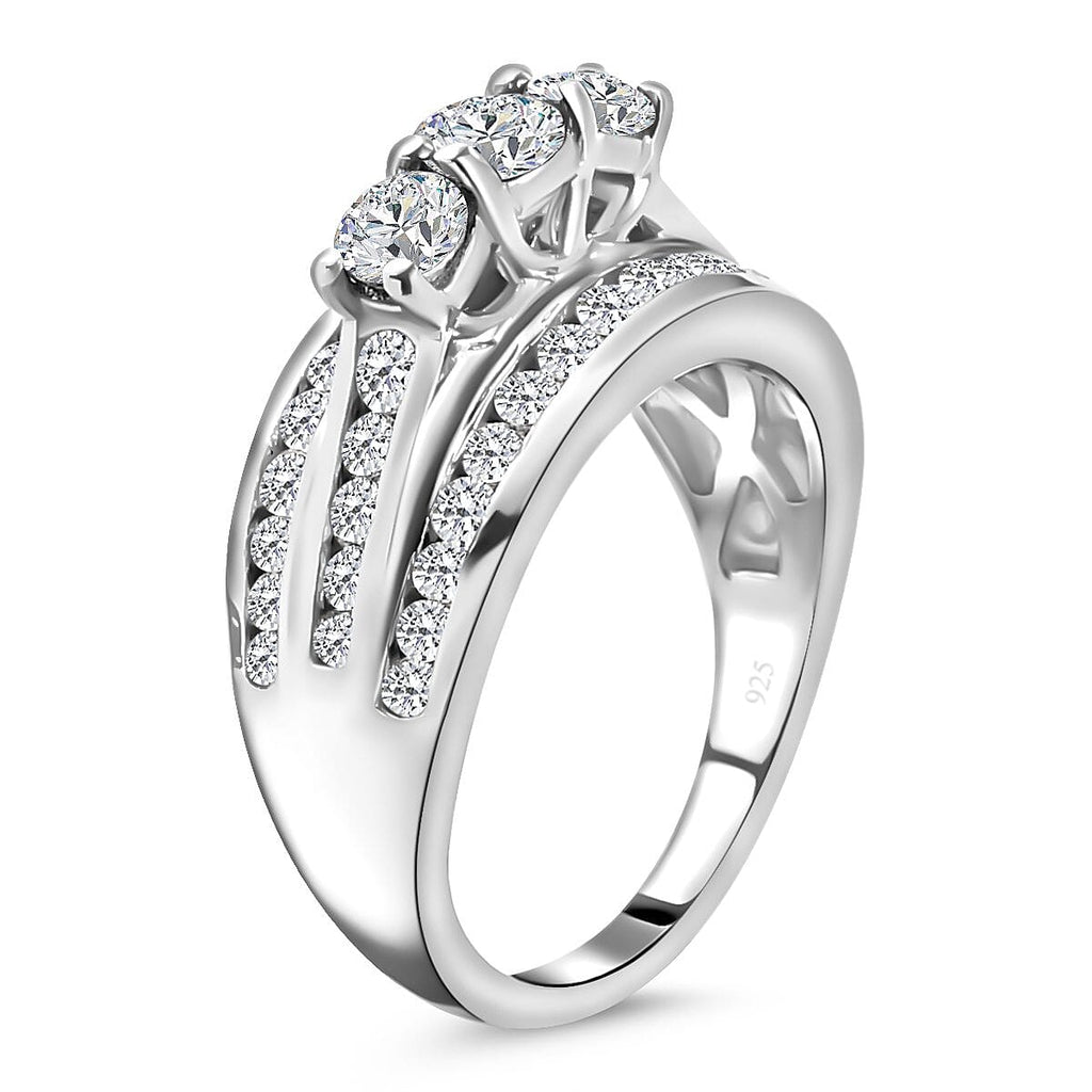 Moissanite Ring in Platinum Overlay Sterling Silver 1.41 Ct