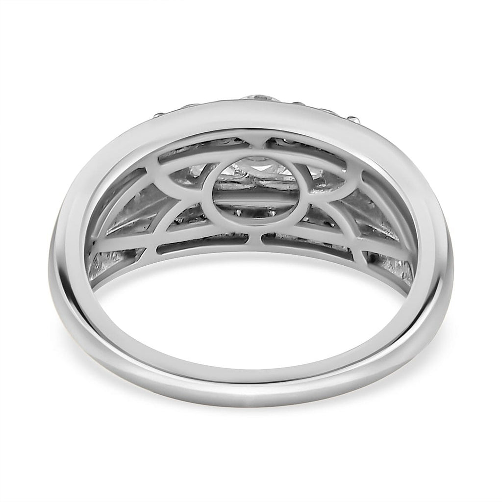 Moissanite Ring in Platinum Overlay Sterling Silver 1.41 Ct
