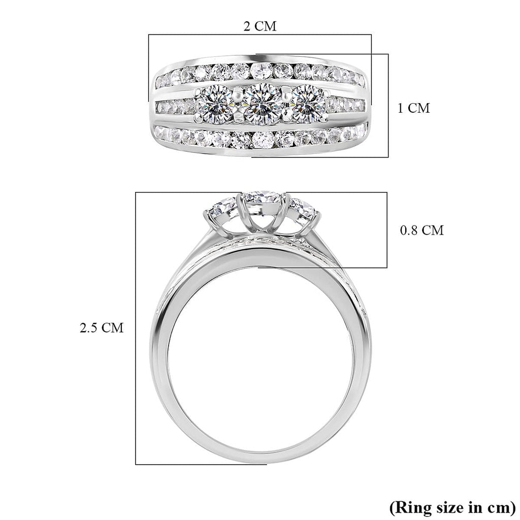 Moissanite Ring in Platinum Overlay Sterling Silver 1.41 Ct