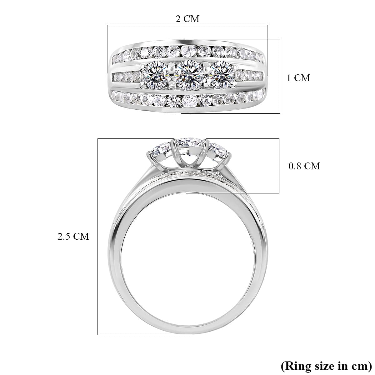 Moissanite Ring in Platinum Overlay Sterling Silver 1.41 Ct 7387972 11