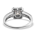 Moissanite Ring in Platinum Overlay Sterling Silver 1.58 Ct.