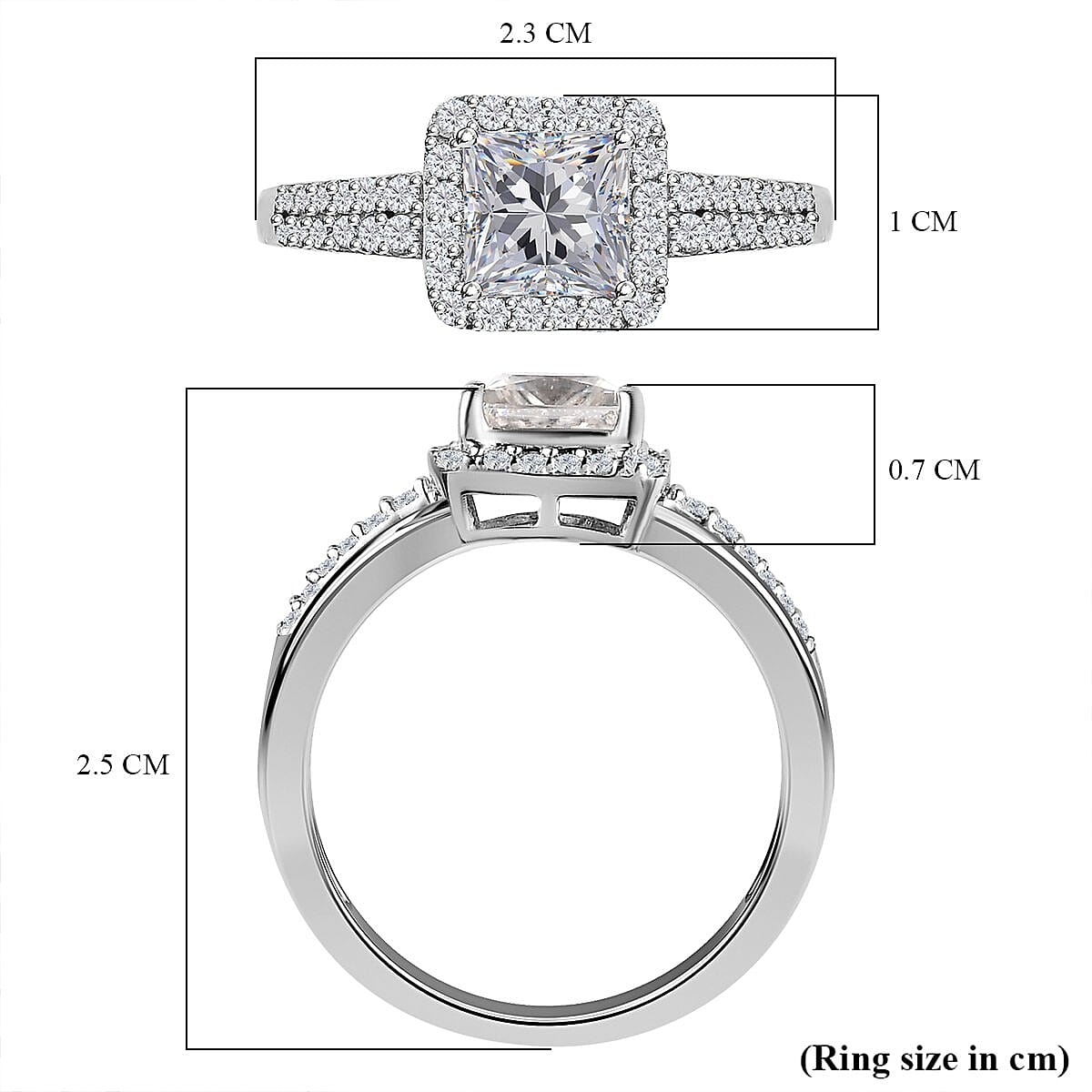 Moissanite Ring in Platinum Overlay Sterling Silver 1.58 Ct. 7370978 11