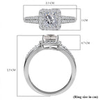 Moissanite Ring in Platinum Overlay Sterling Silver 1.58 Ct.