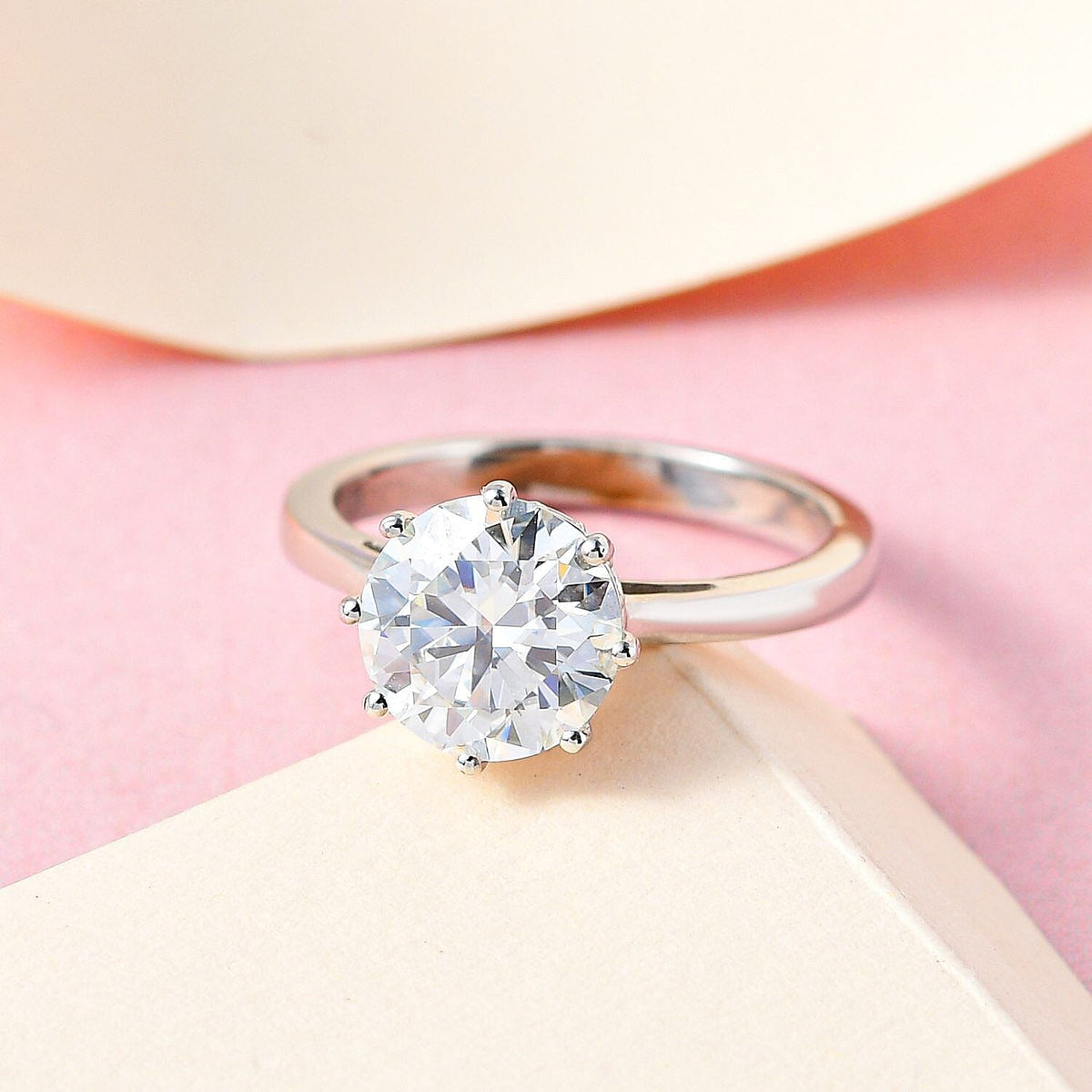 Moissanite Ring in Platinum Overlay Sterling Silver 2.35 Ct 7266409 2