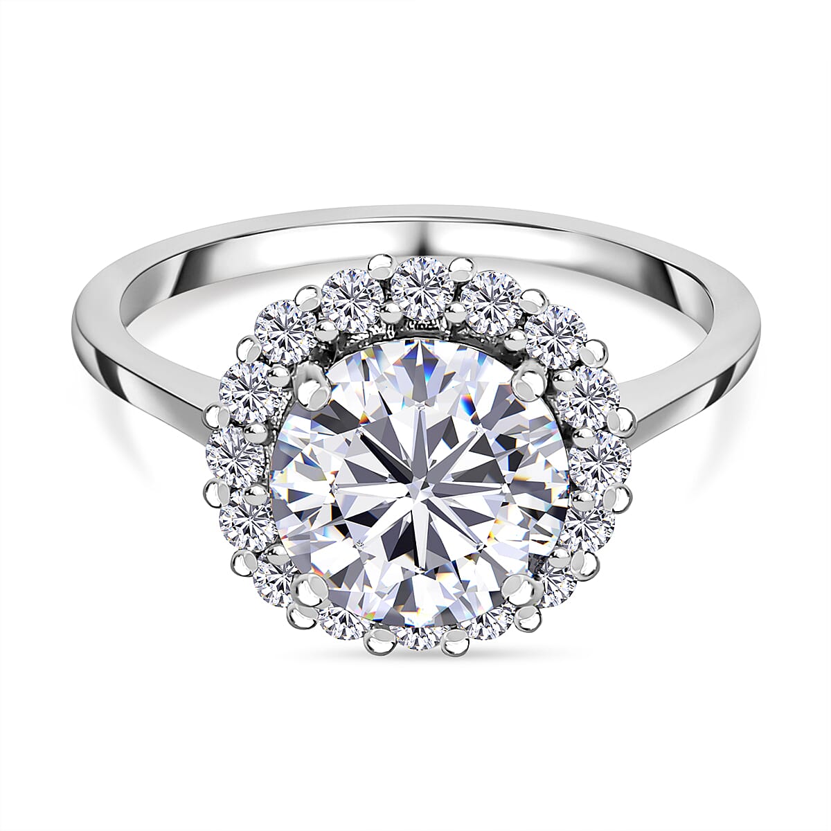 European Cut Moissanite Ring in Platinum Overlay Sterling Silver 2.46 Ct. 7536352 0