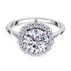 European Cut Moissanite Ring in Platinum Overlay Sterling Silver 2.46 Ct.