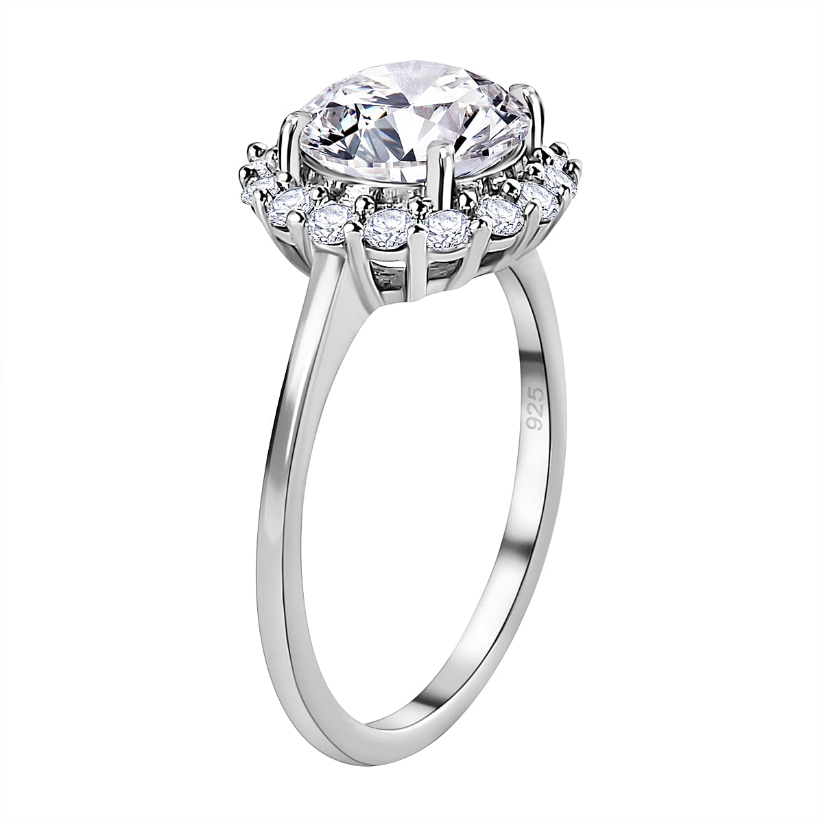European Cut Moissanite Ring in Platinum Overlay Sterling Silver 2.46 Ct. 7536352 3