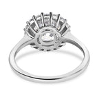 European Cut Moissanite Ring in Platinum Overlay Sterling Silver 2.46 Ct.