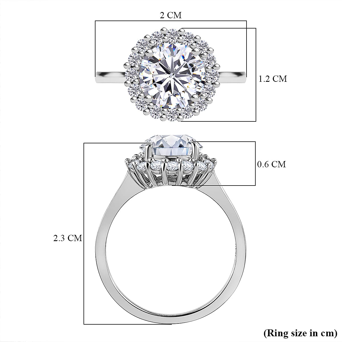 European Cut Moissanite Ring in Platinum Overlay Sterling Silver 2.46 Ct. 7536352 5