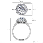 European Cut Moissanite Ring in Platinum Overlay Sterling Silver 2.46 Ct.