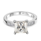 Moissanite Ring in Platinum Overlay Sterling Silver 3.00 Ct.