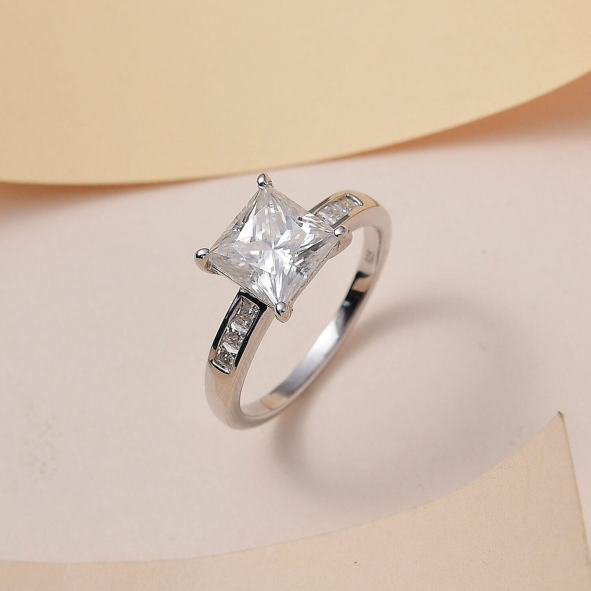 Moissanite Ring in Platinum Overlay Sterling Silver 3.00 Ct. 7322292 2