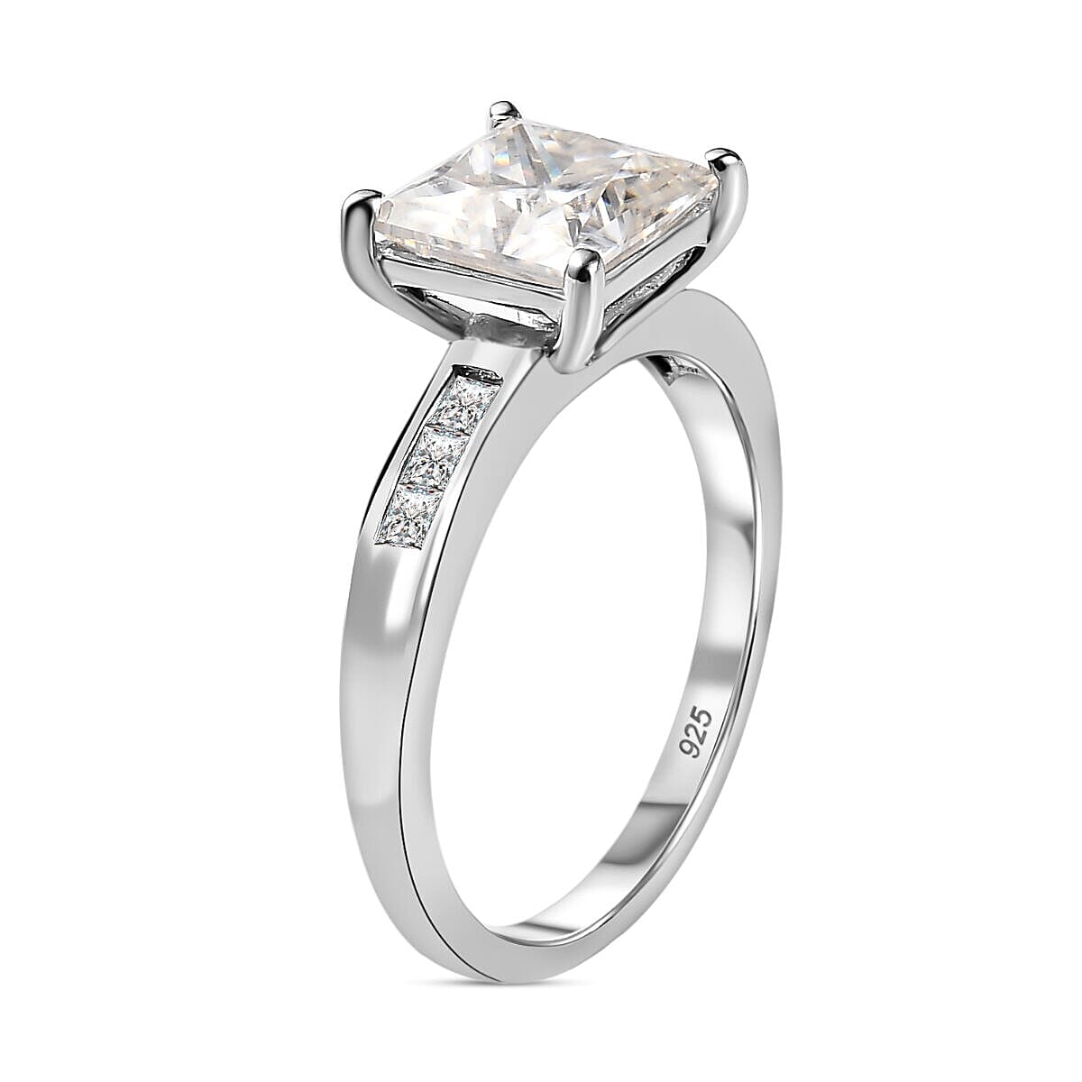 Moissanite Ring in Platinum Overlay Sterling Silver 3.00 Ct. 7322292 6