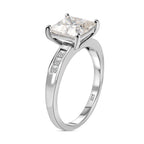 Moissanite Ring in Platinum Overlay Sterling Silver 3.00 Ct.