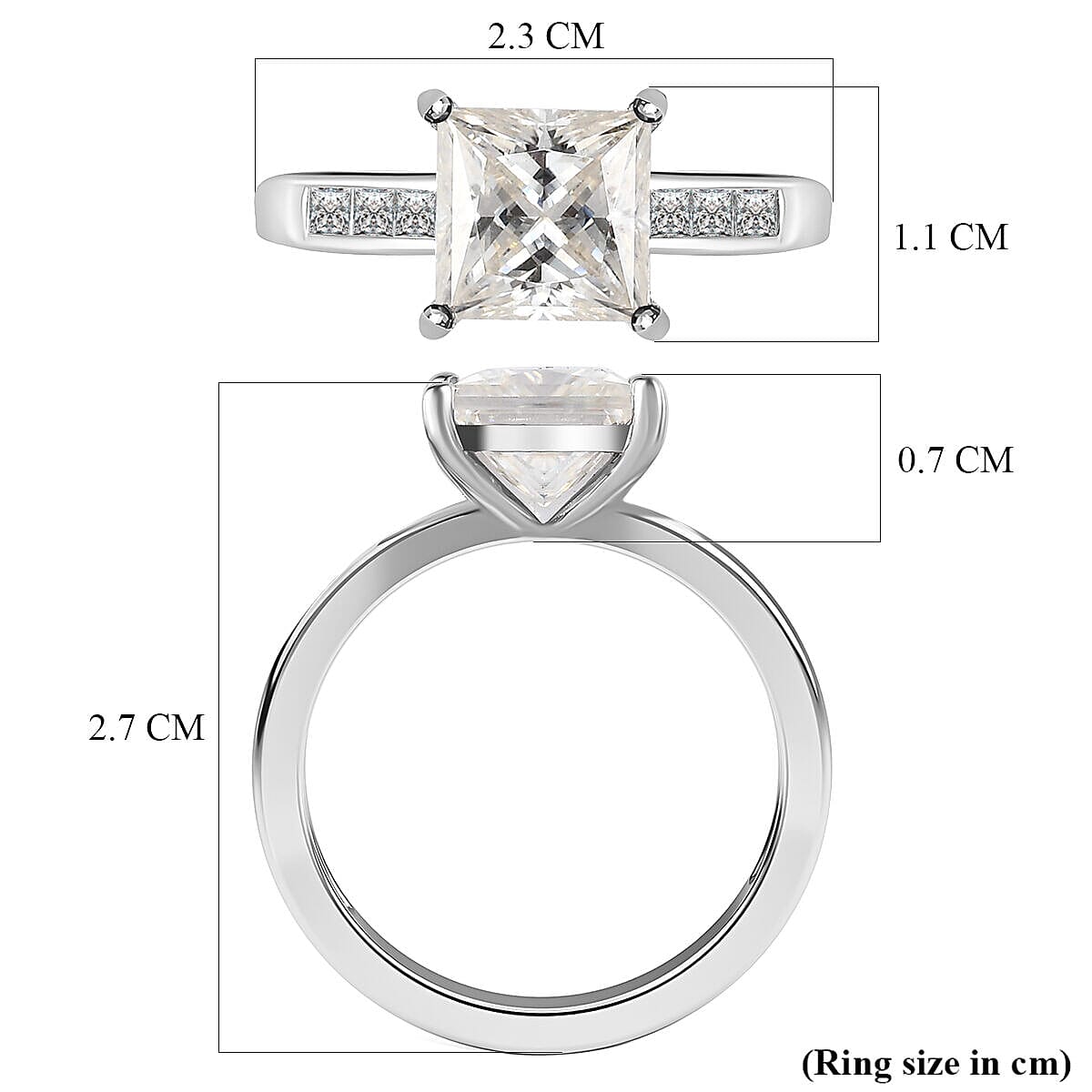 Moissanite Ring in Platinum Overlay Sterling Silver 3.00 Ct. 7322292 10